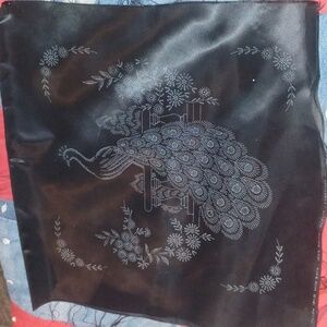 Rare Vintage Peacock Floral Garden 100% Rayon Pillow Stamped for Embroidery